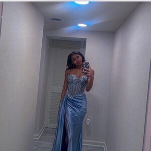 Ladivine CD868 Dusty Blue Prom Dress